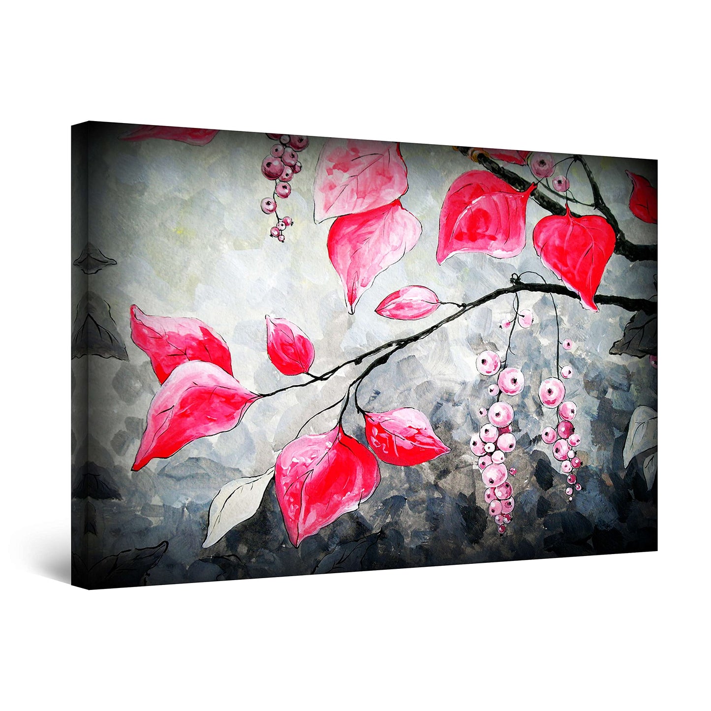 Red Boat Lake Canvas Wall Art 32x48in