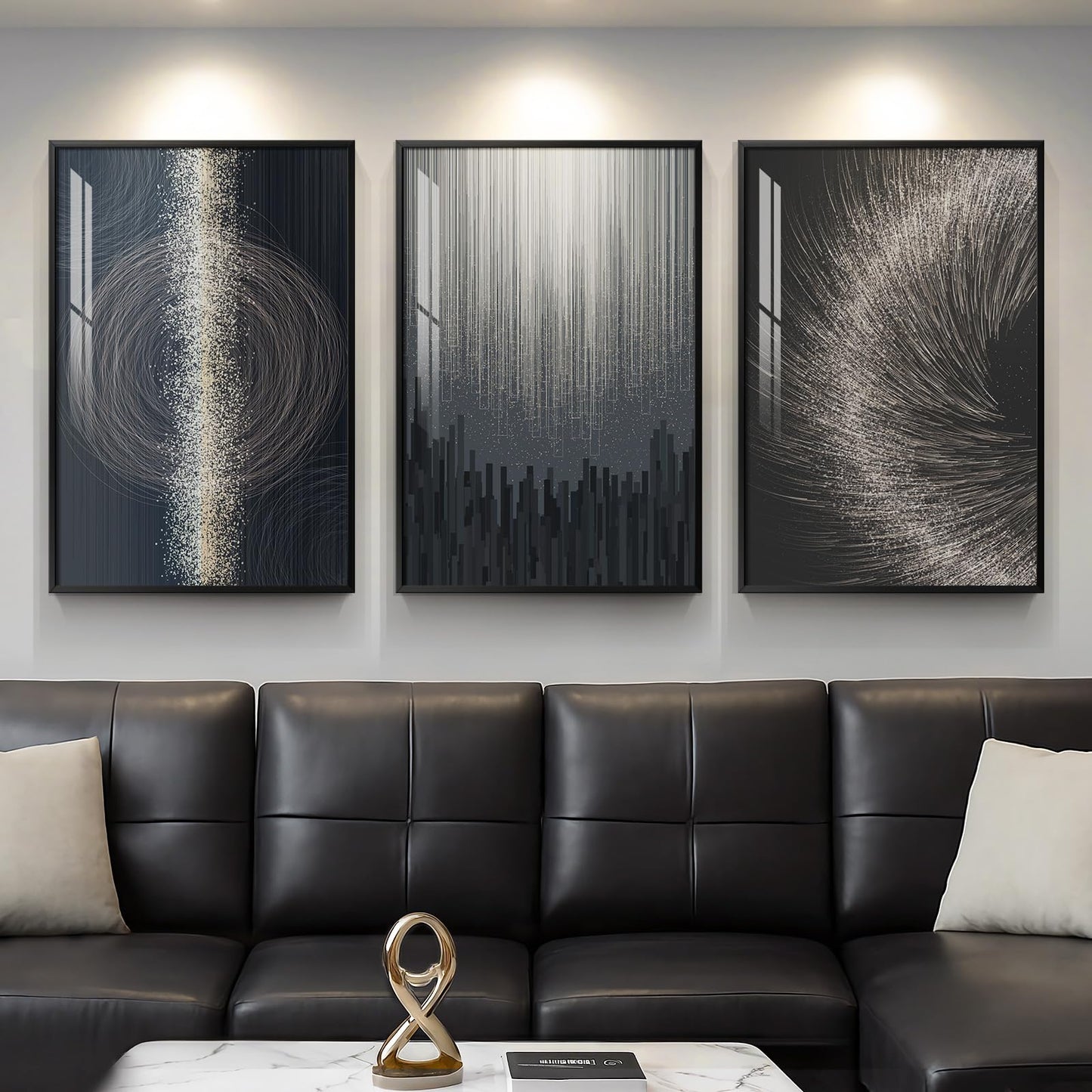 Black & Gold Abstract Art 3PC