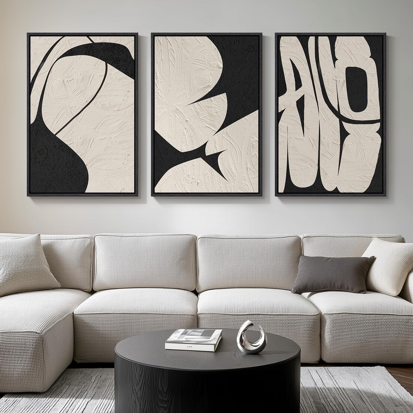 Neutral Abstract Wall Art 3PC 24x36in