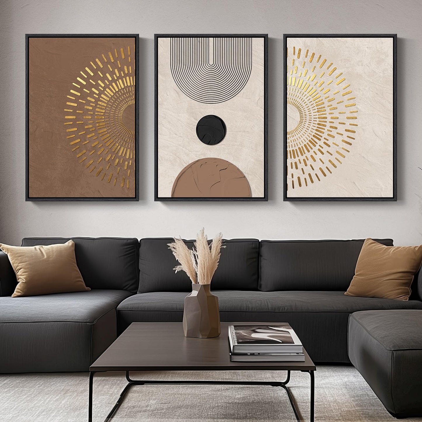 Neutral Abstract Wall Art 3PC 24x36in