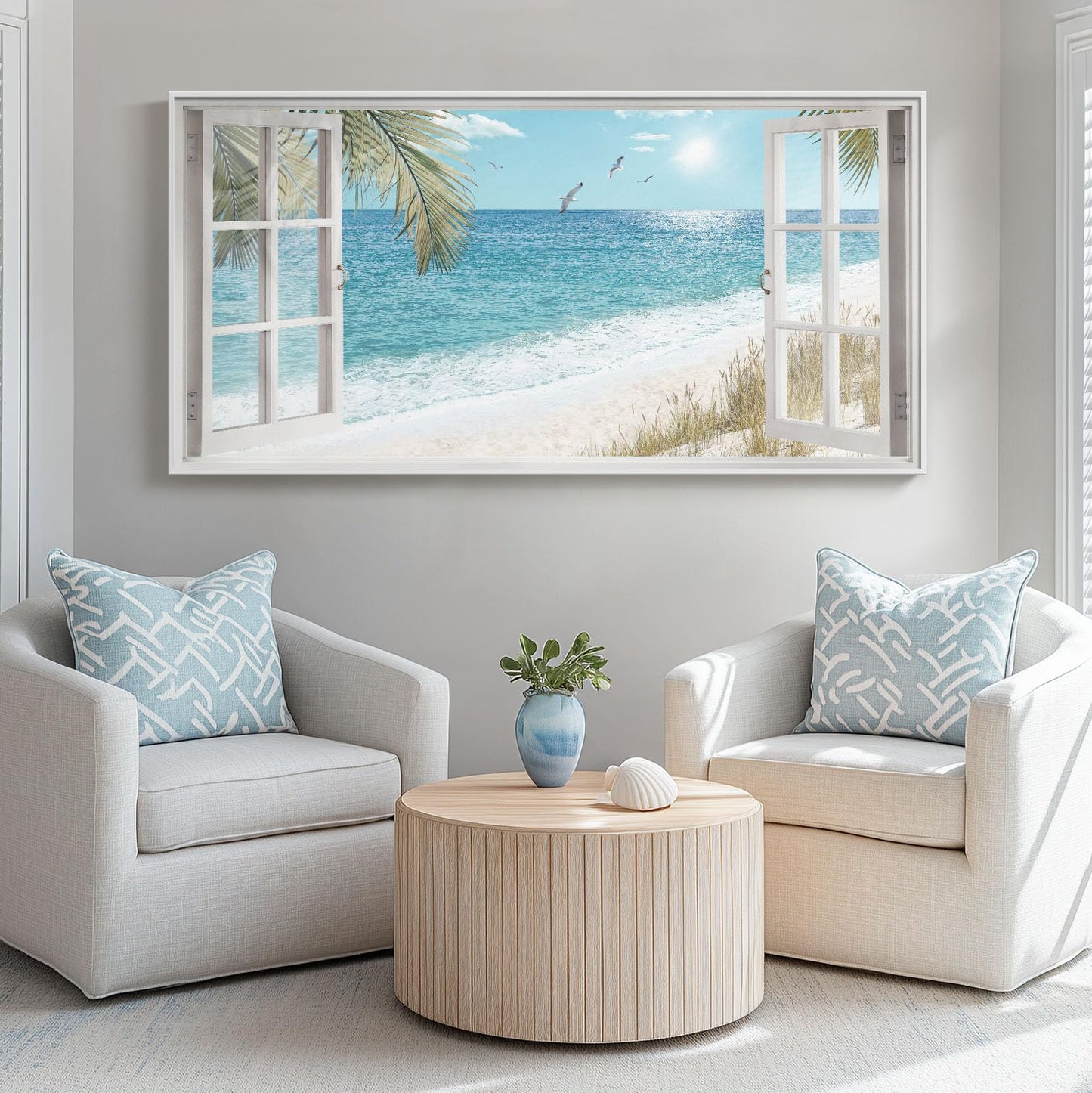Blue Ocean Beach Wall Art 3PC 24x36in