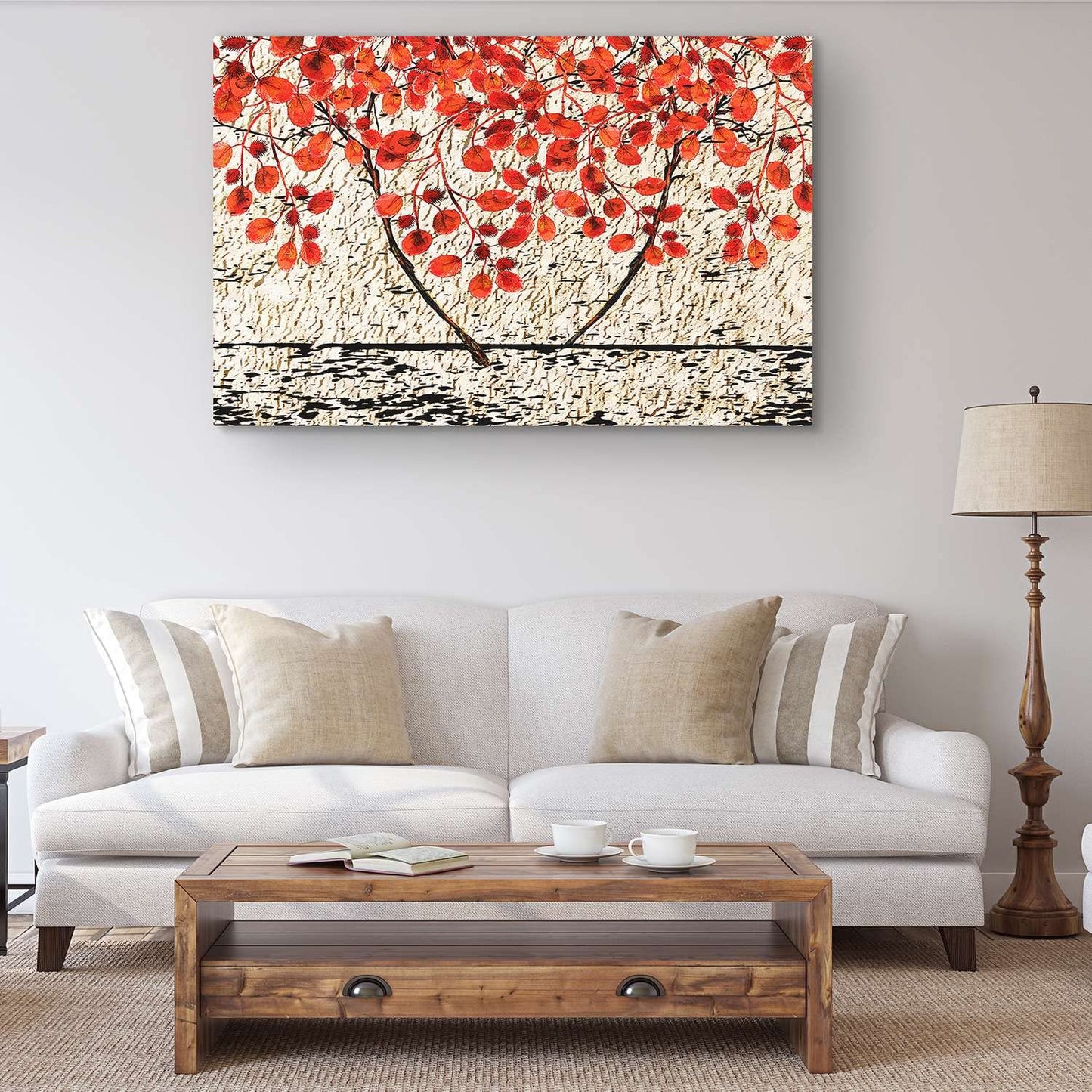 Red Boat Lake Canvas Wall Art 32x48in