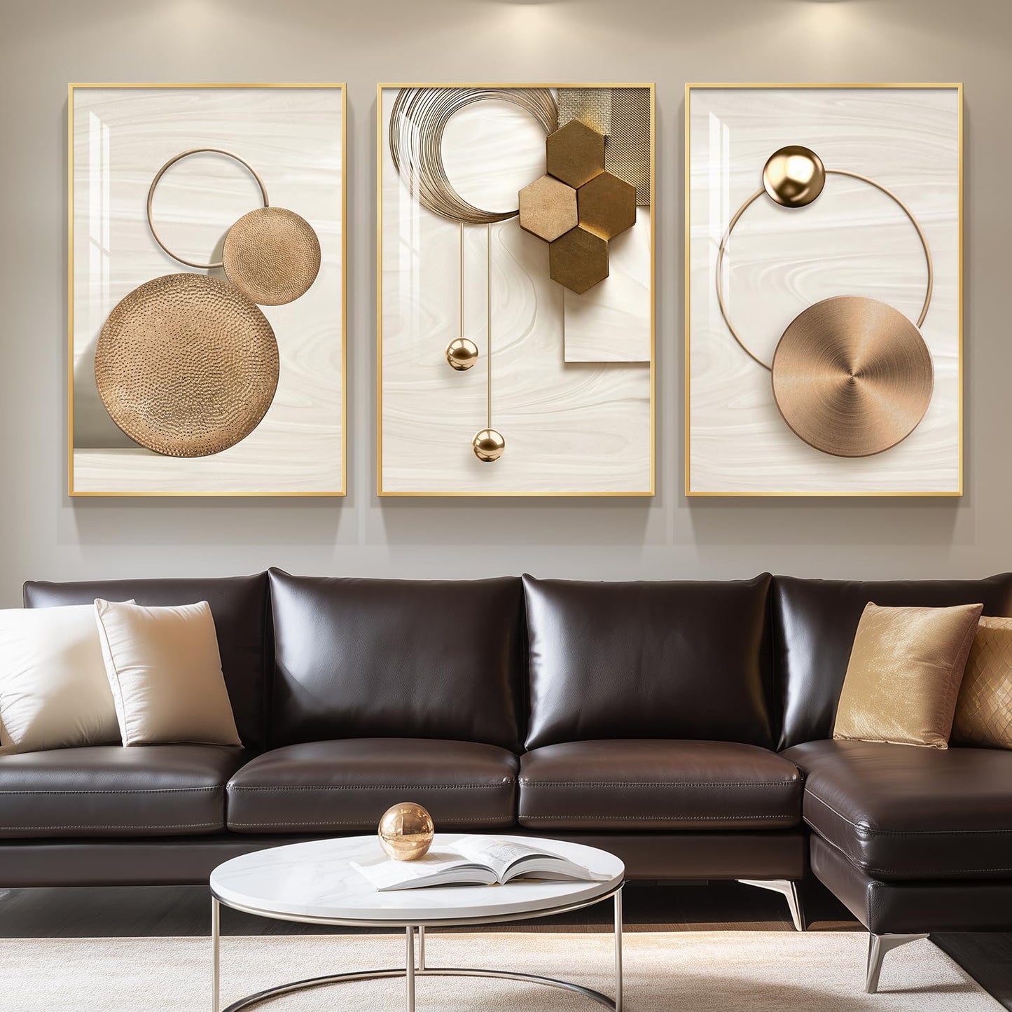 Black & Gold Abstract Art 3PC