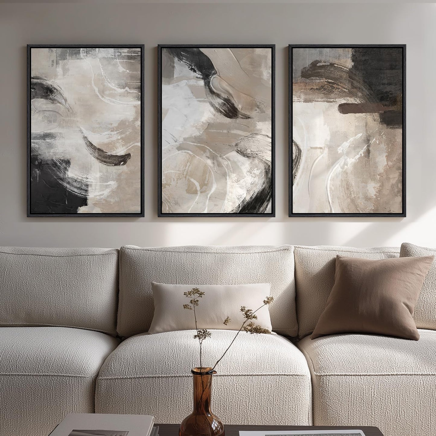 Neutral Abstract Wall Art 3PC 24x36in