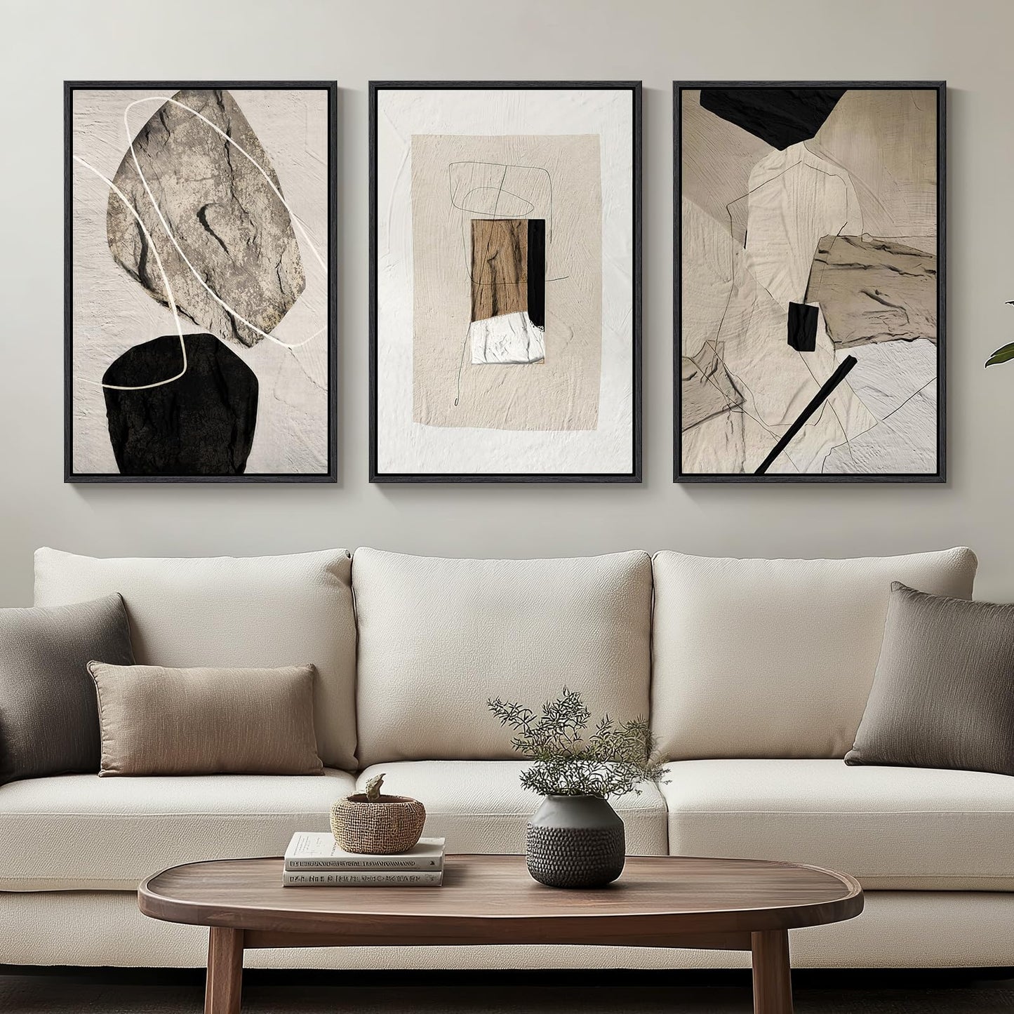 Neutral Abstract Wall Art 3PC 24x36in