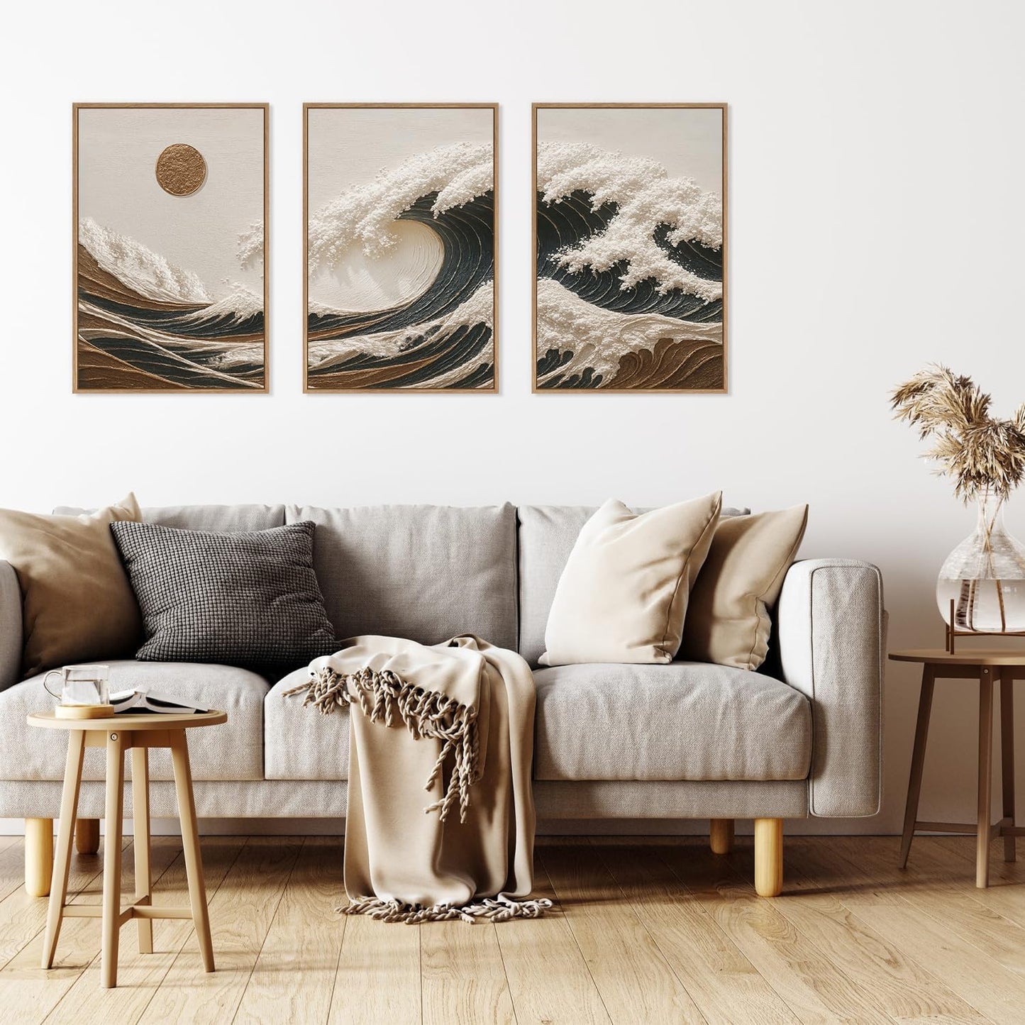 Sea Wave Sunset Wall Art 3PC 16x24in