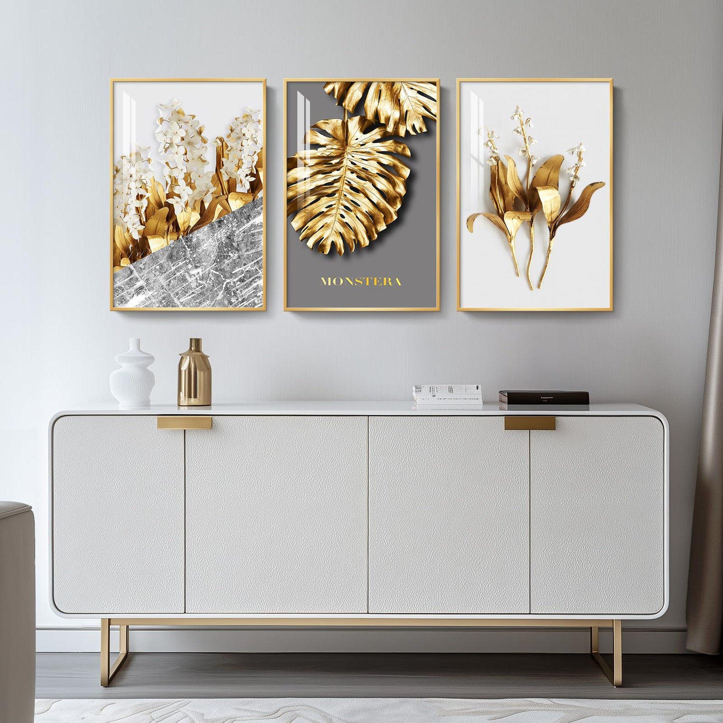 Black & Gold Abstract Art 3PC