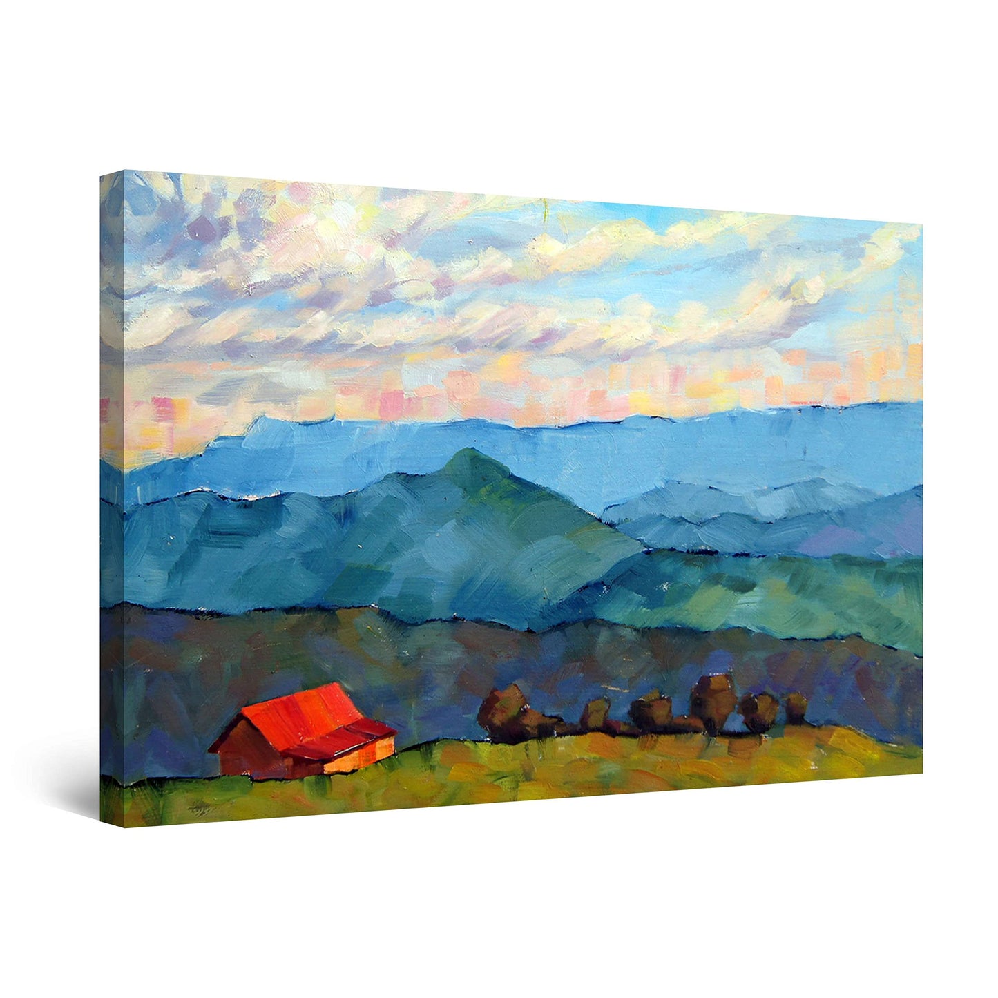 Red Boat Lake Canvas Wall Art 32x48in