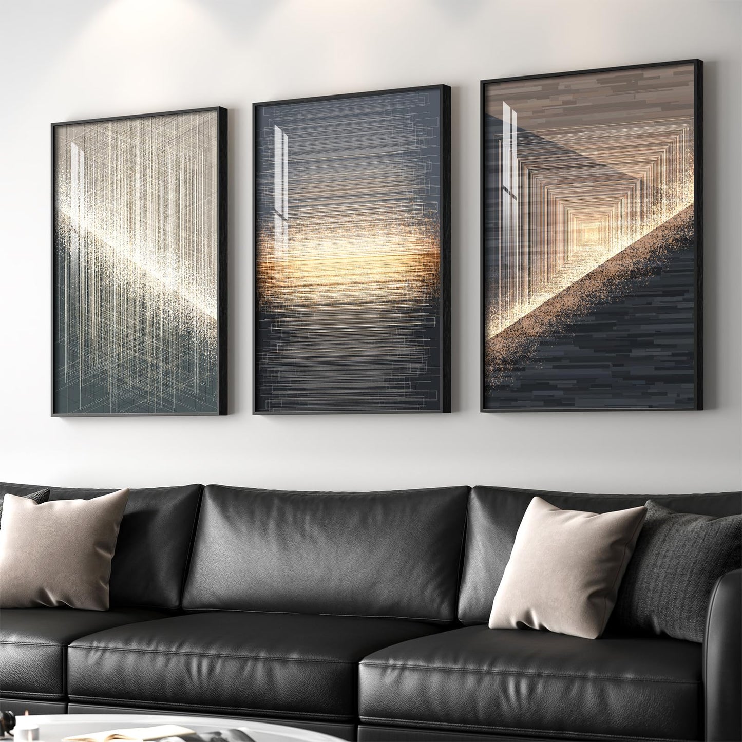 Black & Gold Abstract Art 3PC