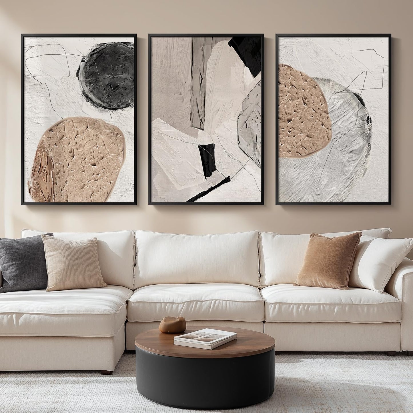Neutral Abstract Wall Art 3PC 24x36in