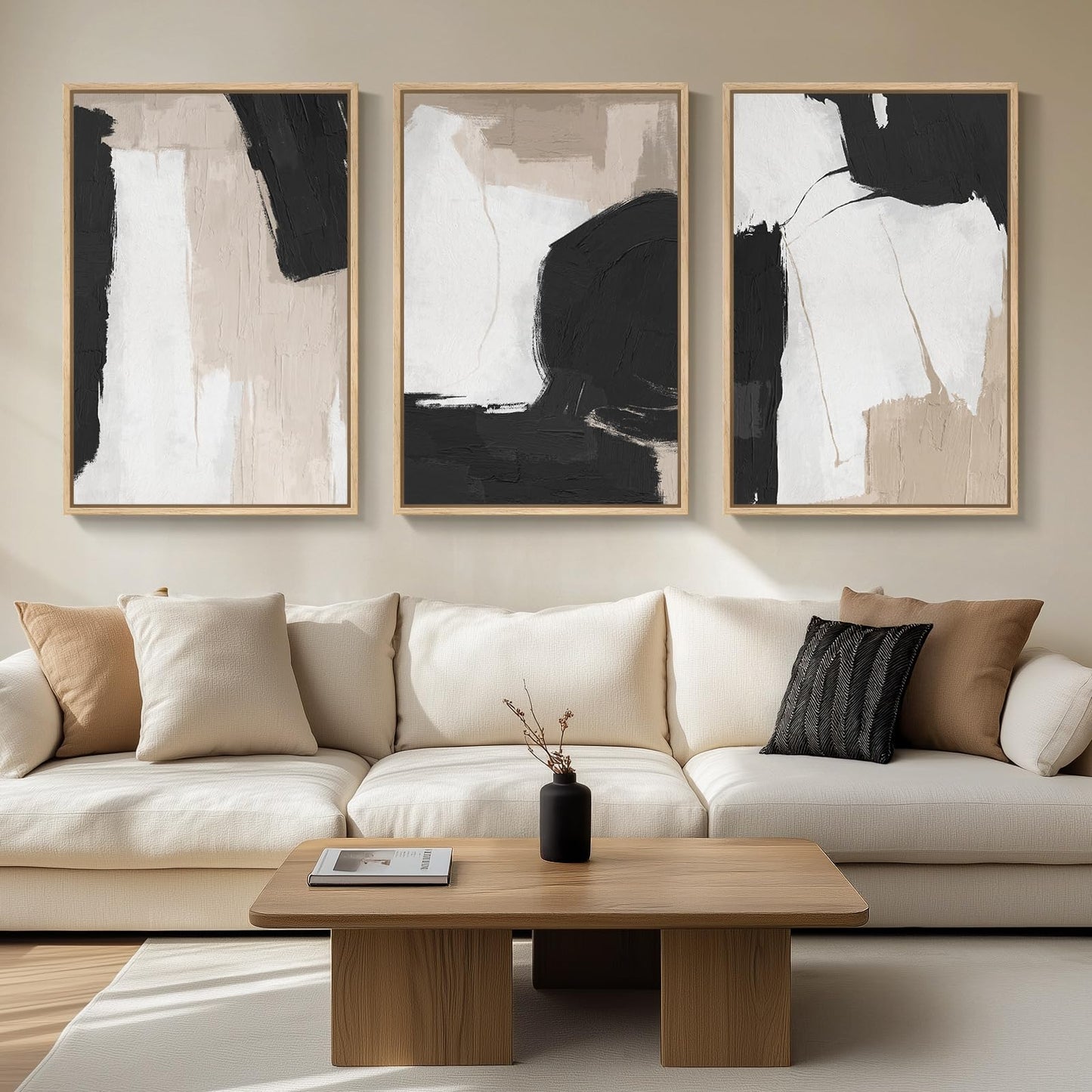 Neutral Abstract Wall Art 3PC 24x36in