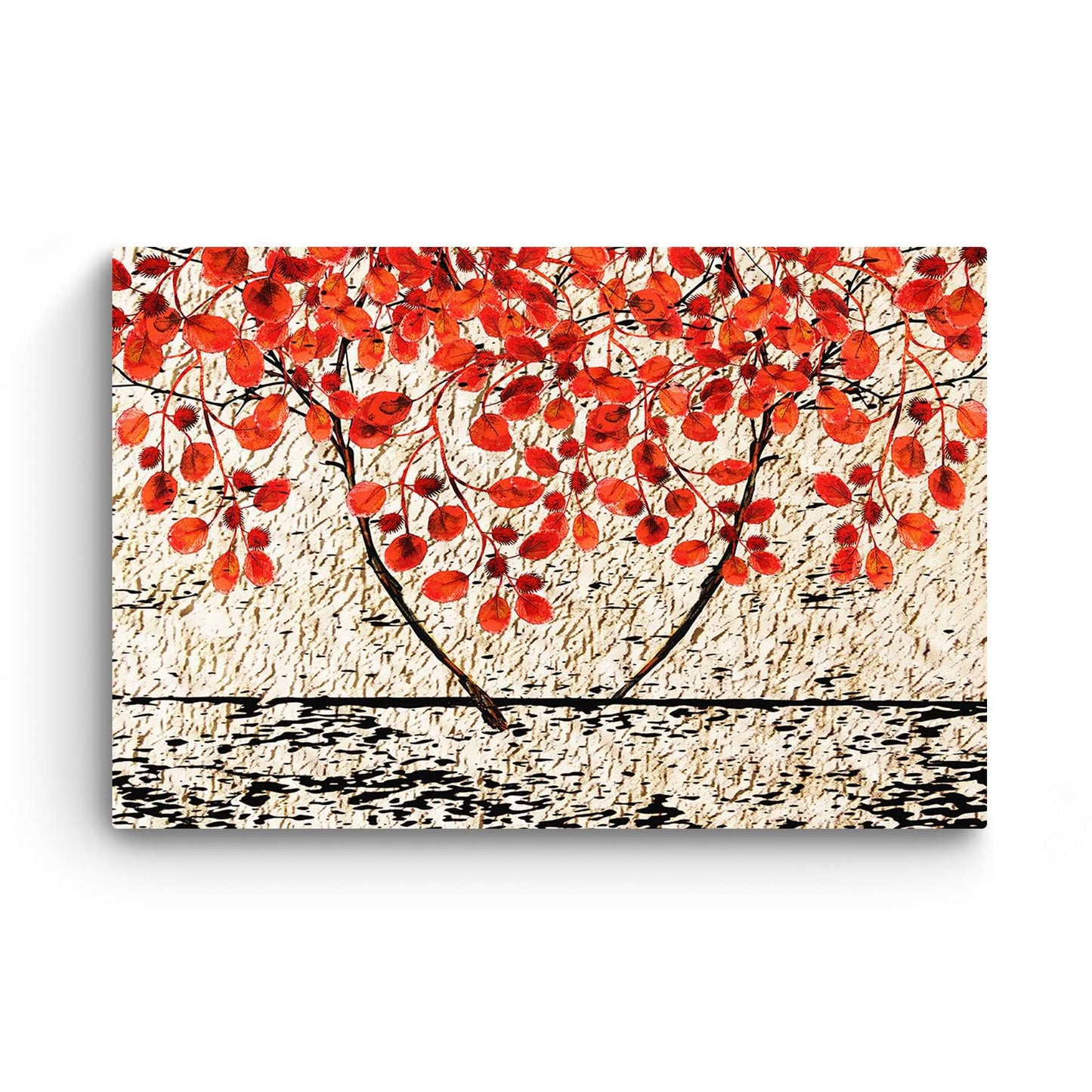 Red Boat Lake Canvas Wall Art 32x48in