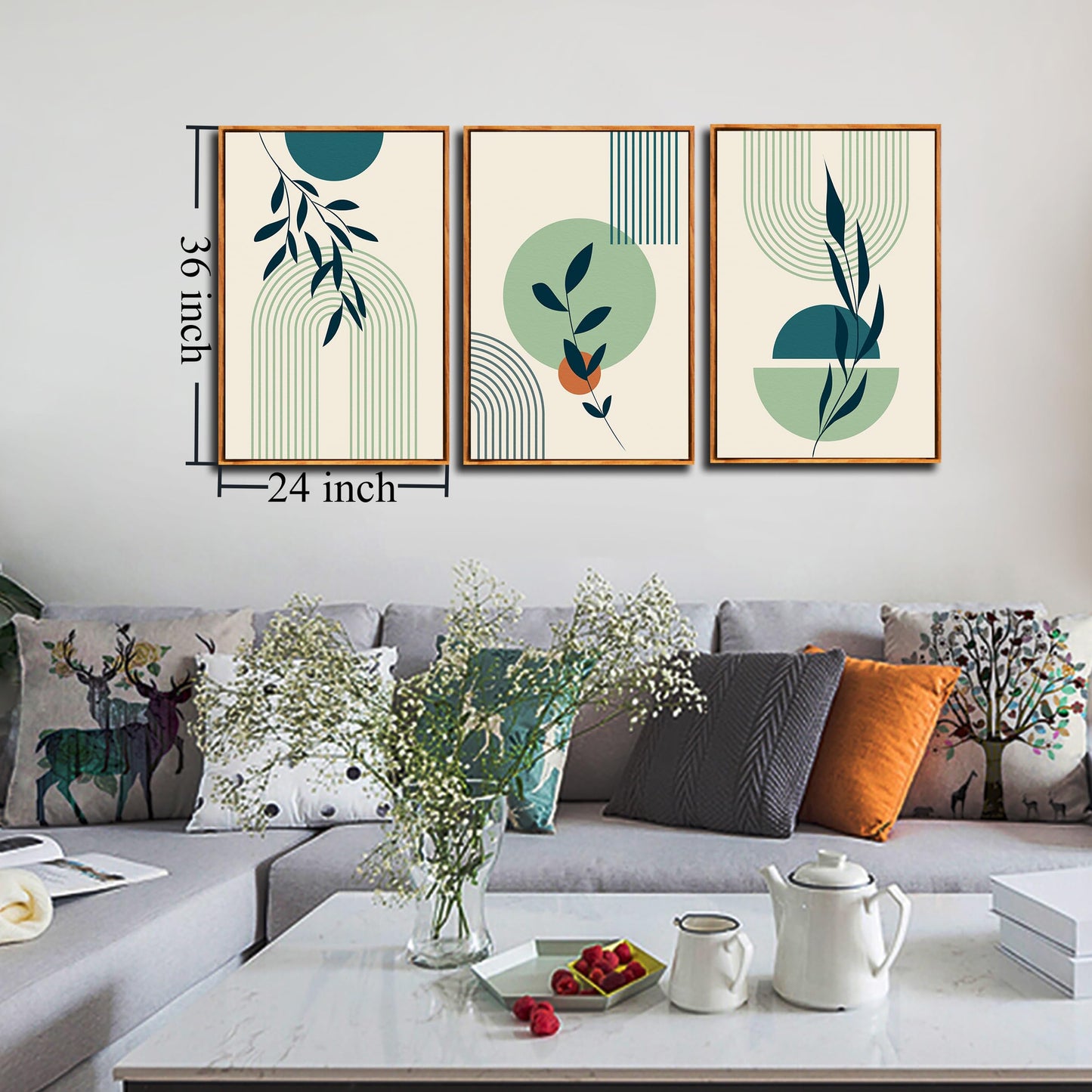 Boho Minimalist Wall Art 3PC 24x36in