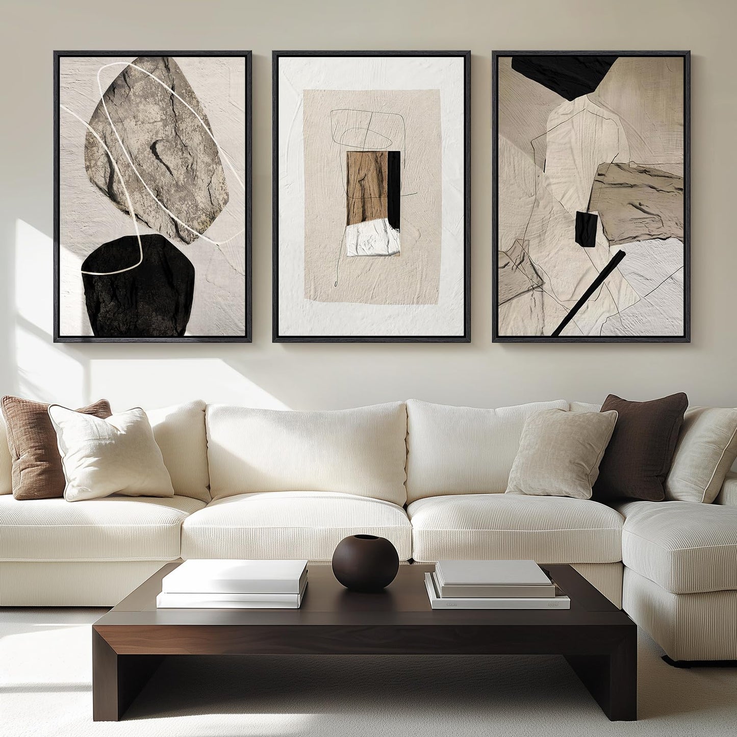 Neutral Abstract Wall Art 3PC 24x36in