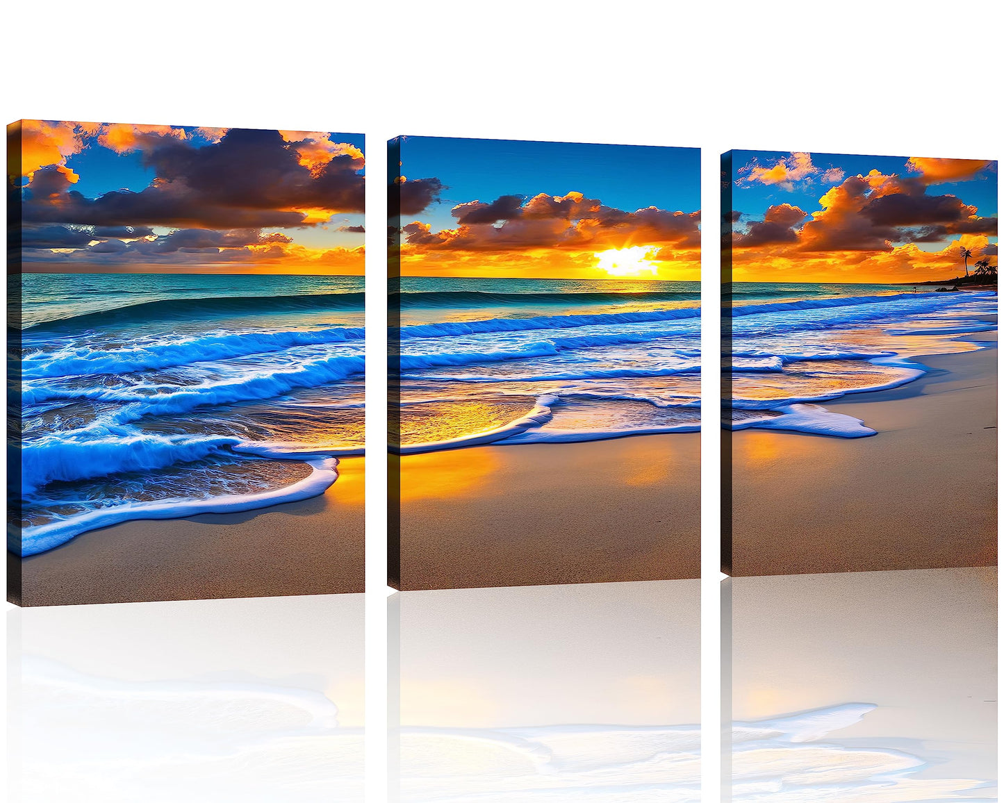 Beach Canvas Wall Art โ 3 Panel Sunset