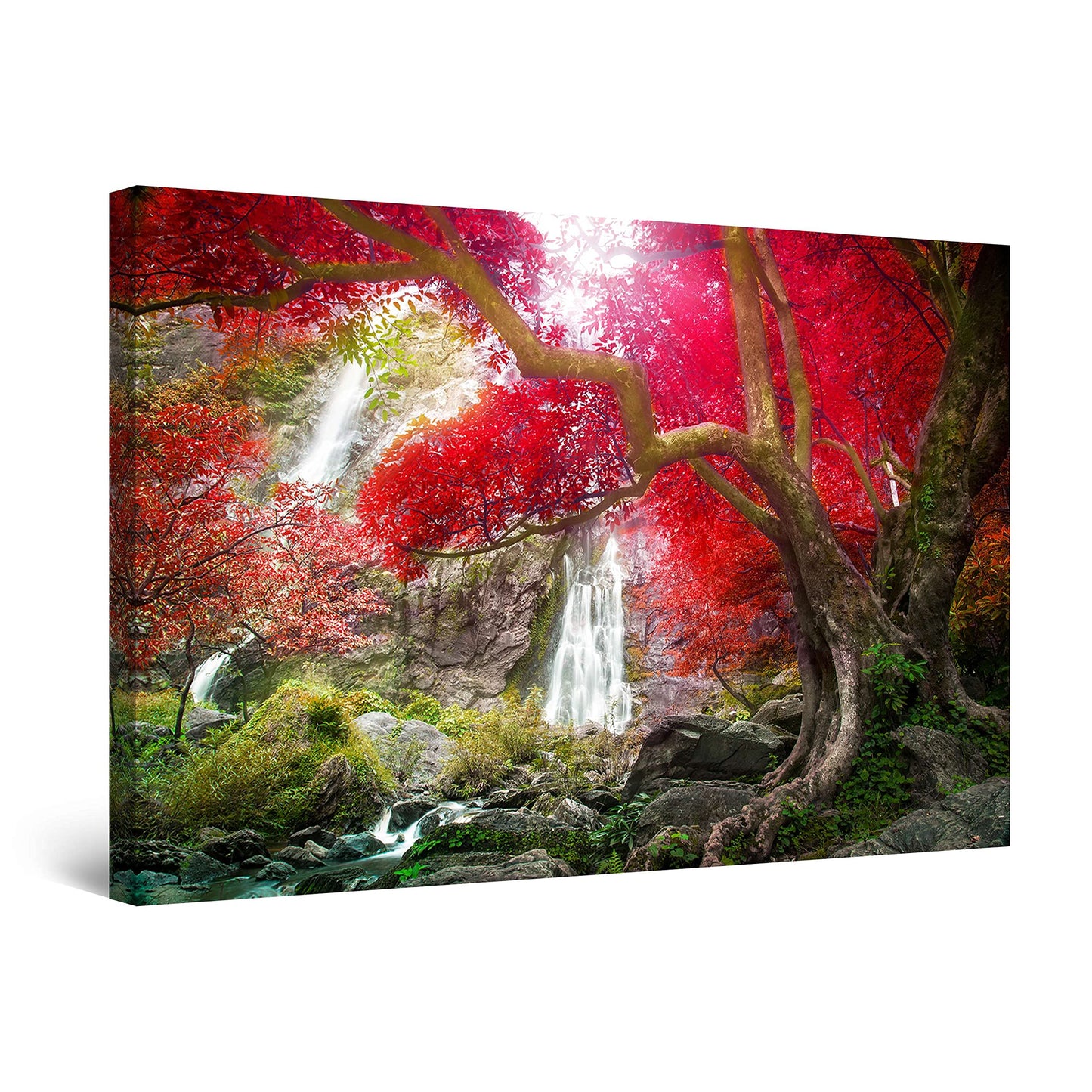 Red Boat Lake Canvas Wall Art 32x48in