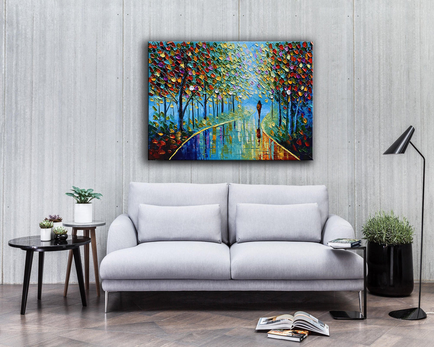 Abstract Tree Landscape Oil Painting 24x36in