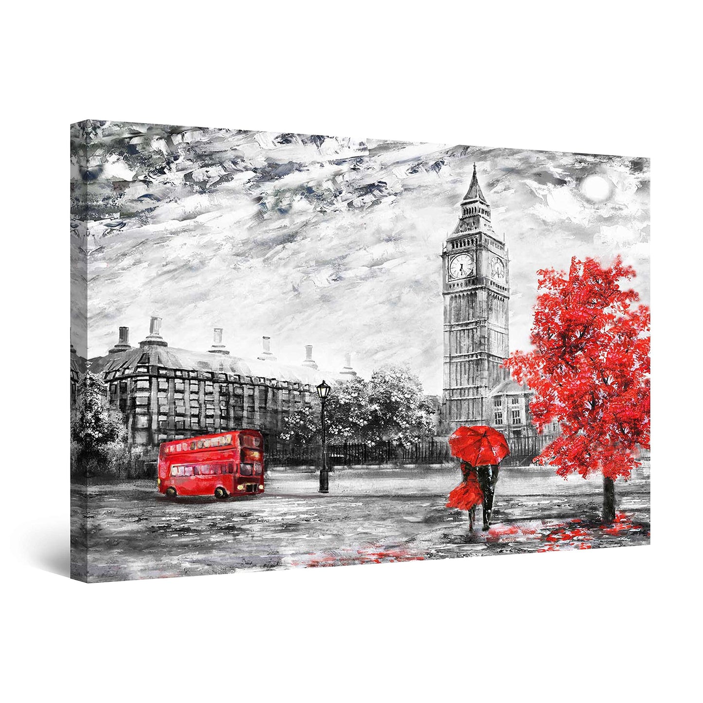 Red Boat Lake Canvas Wall Art 32x48in