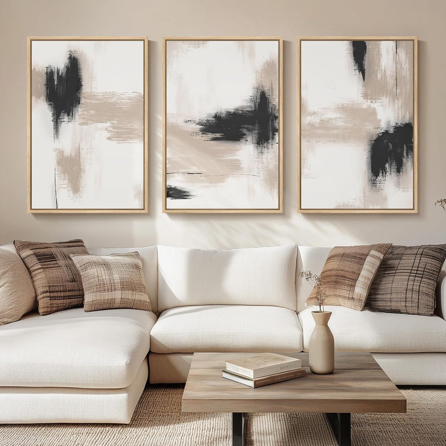 Beige Abstract Wall Art 3PC