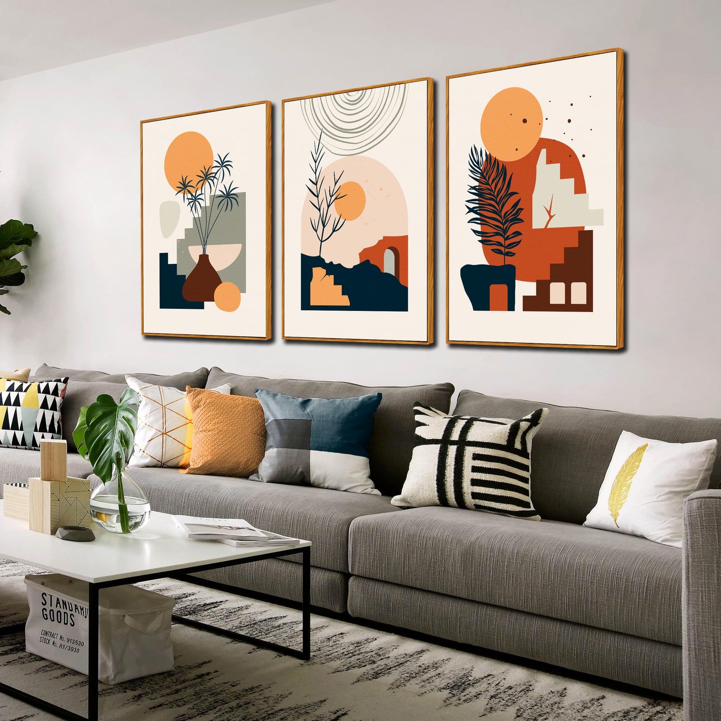 Boho Minimalist Wall Art 3PC 24x36in