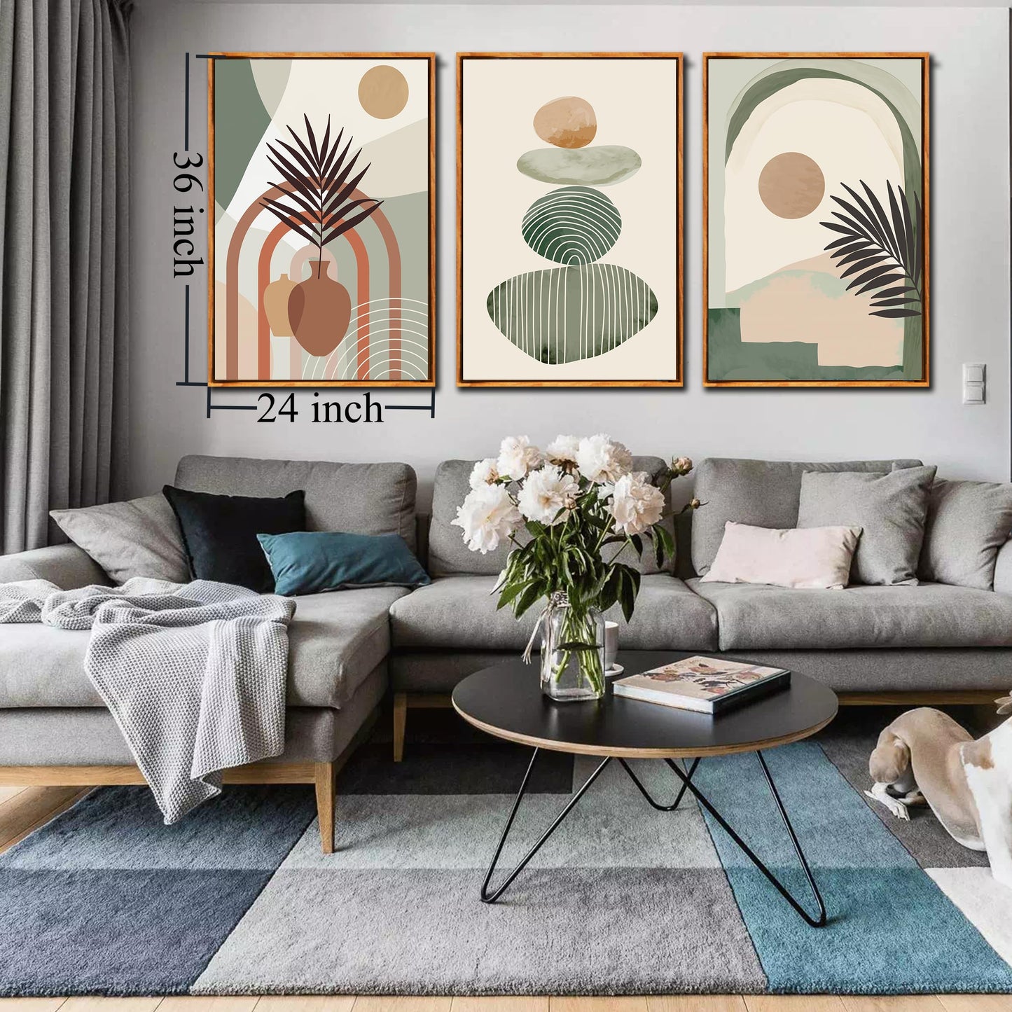 Boho Minimalist Wall Art 3PC 24x36in