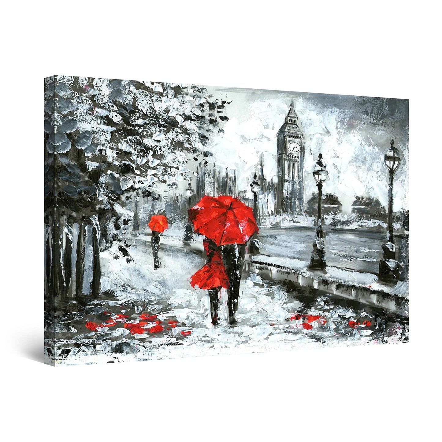 Red Boat Lake Canvas Wall Art 32x48in