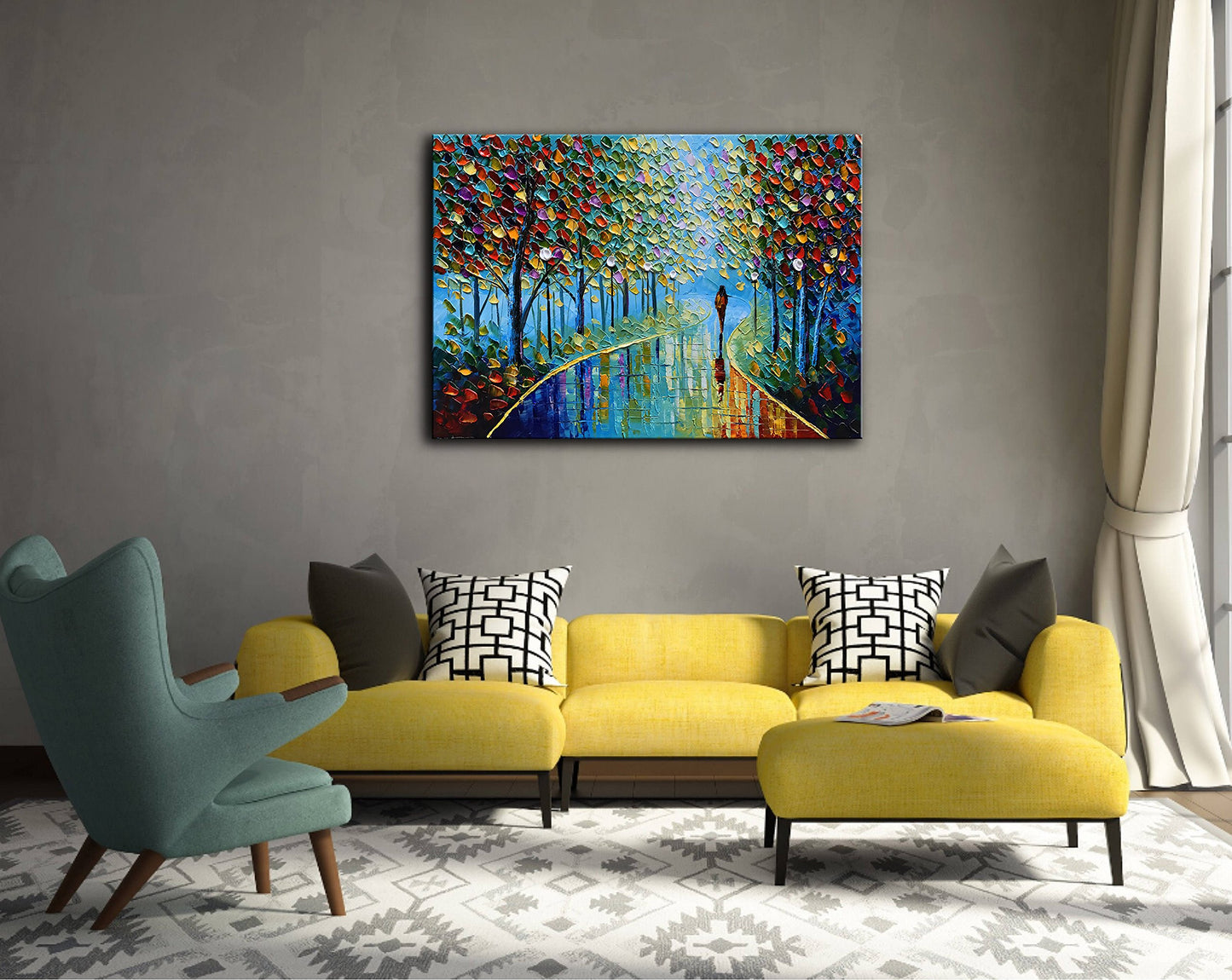 Abstract Tree Landscape Oil Painting 24x36in