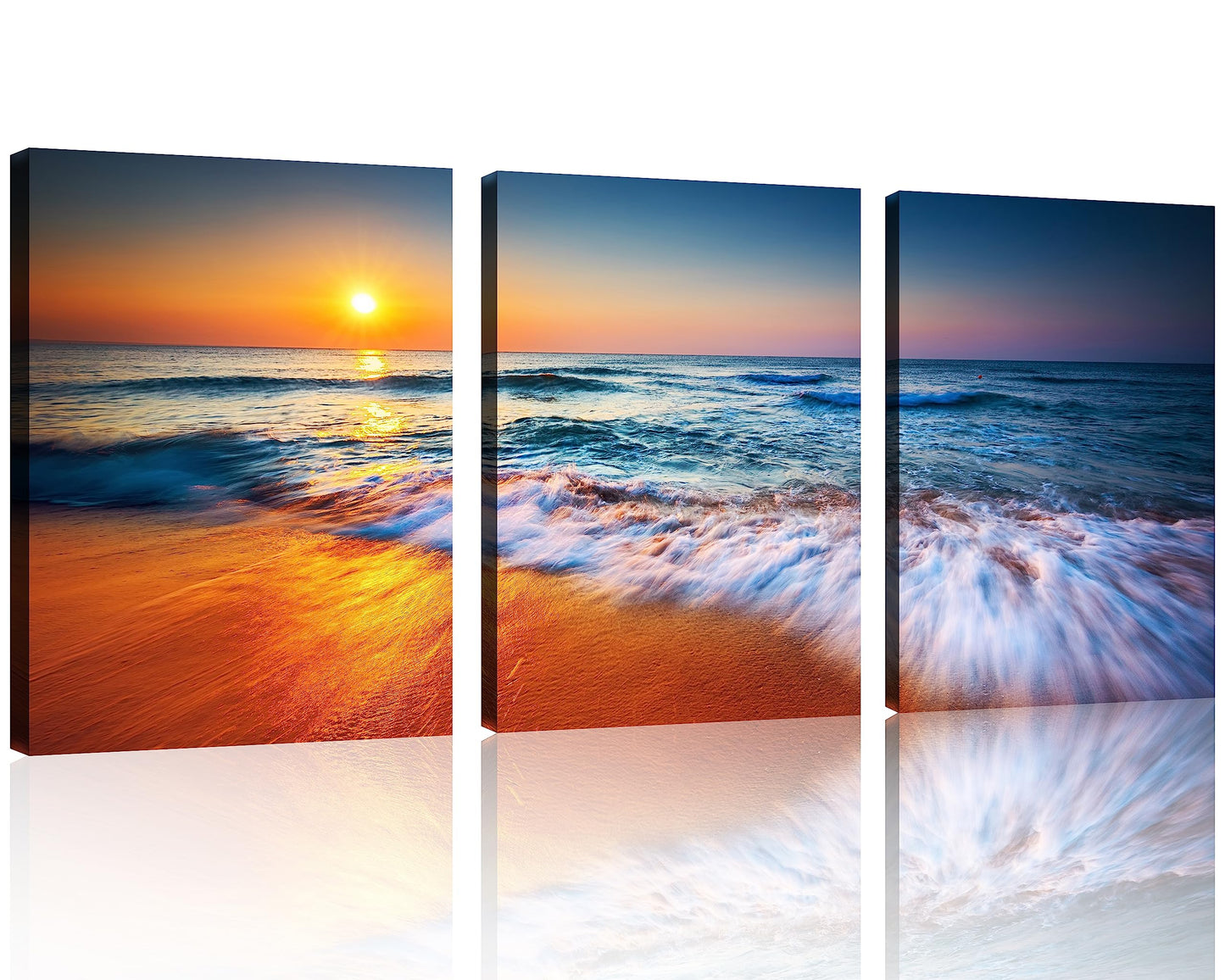 Beach Canvas Wall Art โ 3 Panel Sunset