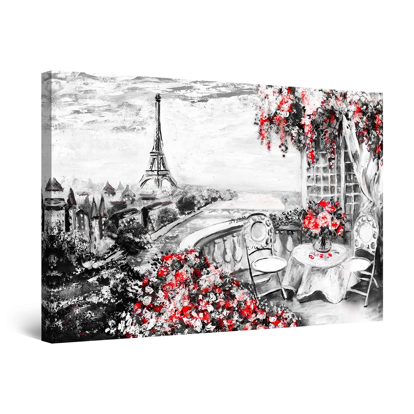 Red Boat Lake Canvas Wall Art 32x48in