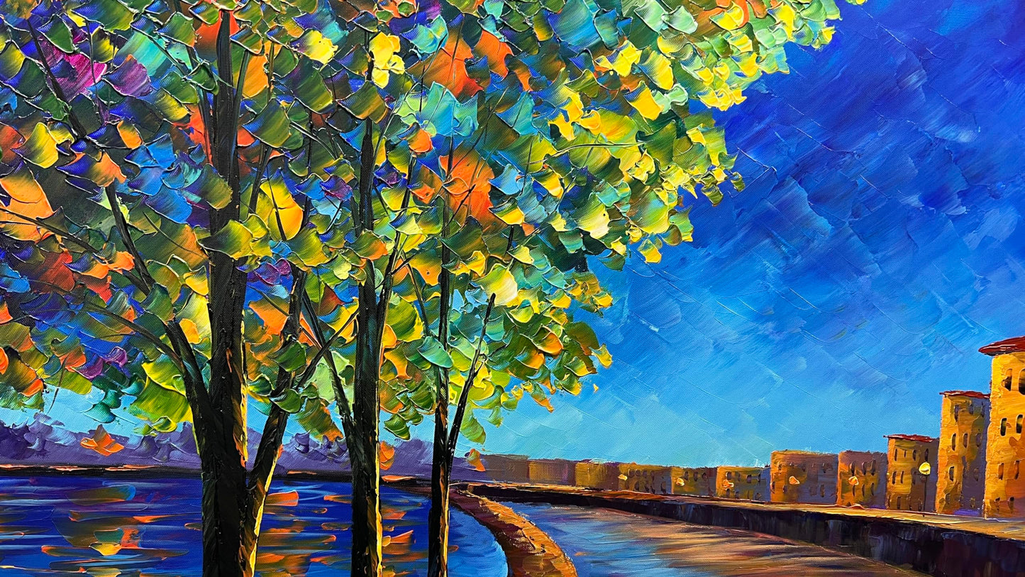 Abstract Tree Landscape Oil Painting 24x36in