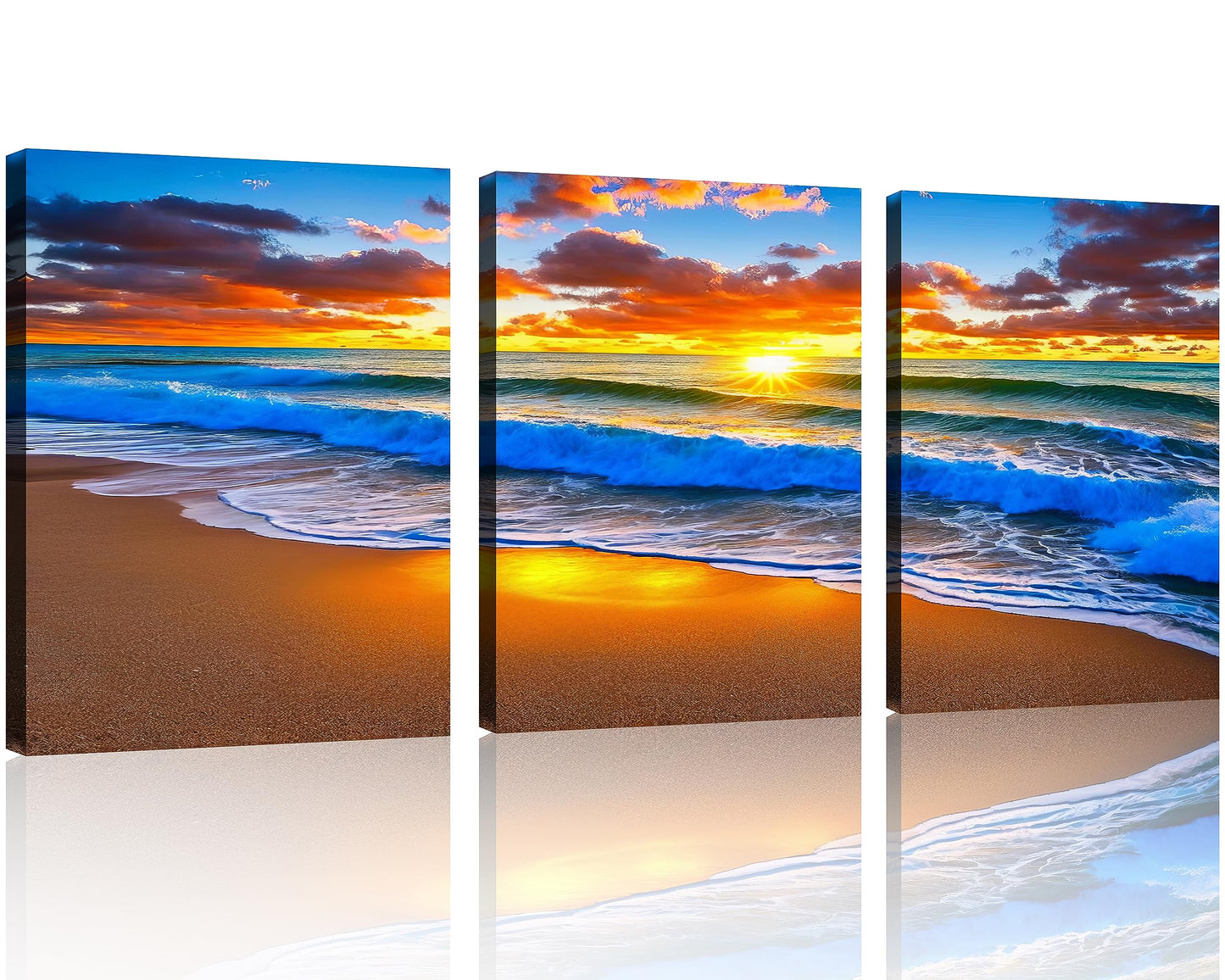 Beach Canvas Wall Art โ 3 Panel Sunset