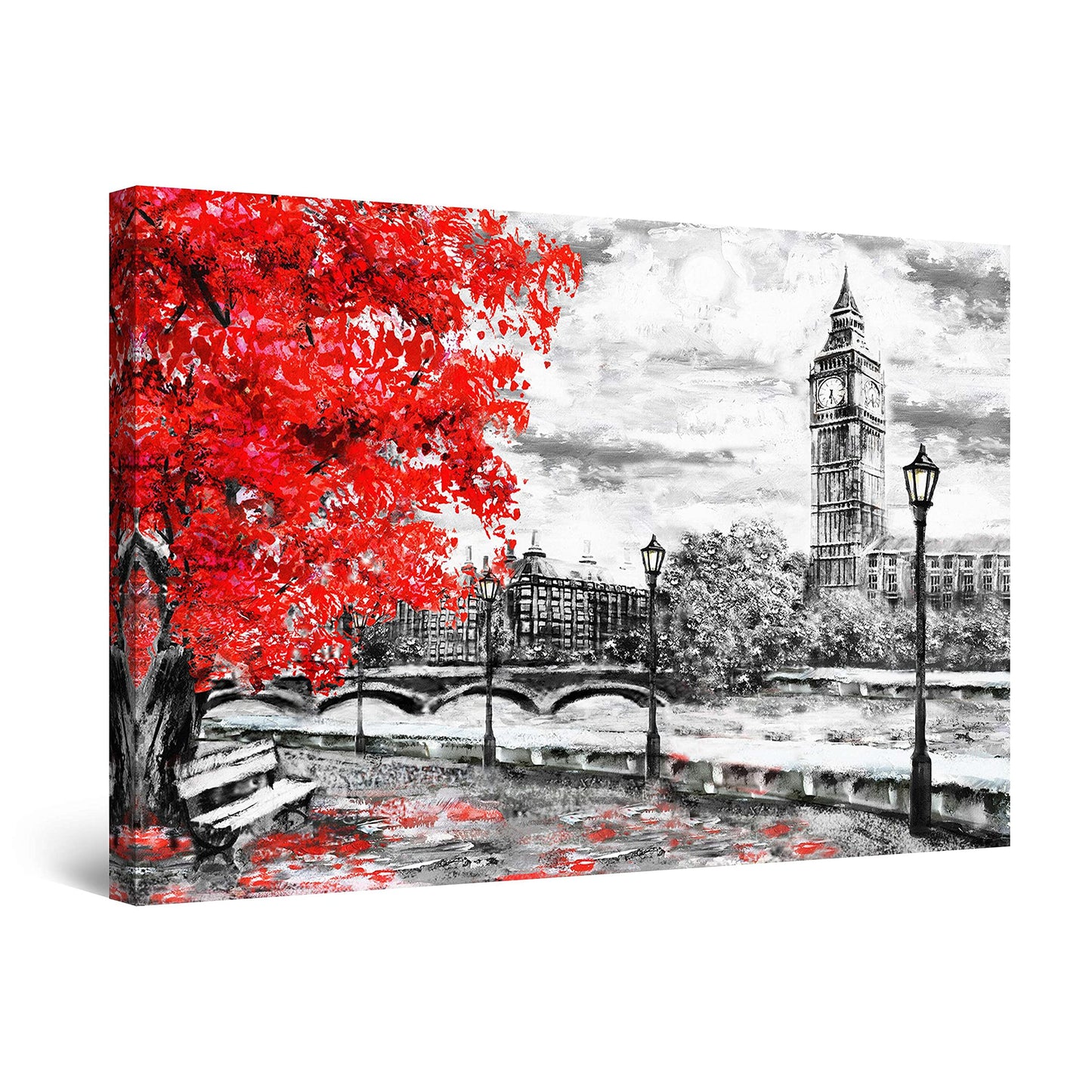 Red Boat Lake Canvas Wall Art 32x48in