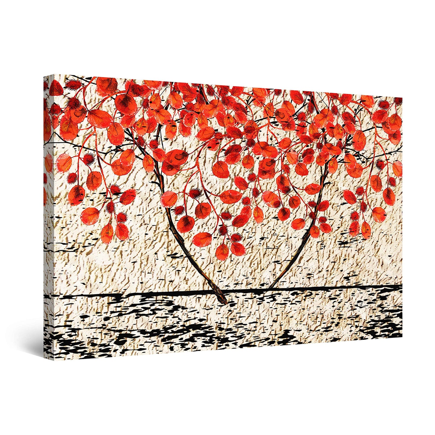 Red Boat Lake Canvas Wall Art 32x48in