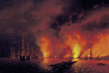 Napoleonic Warship Battle Oil Painting
