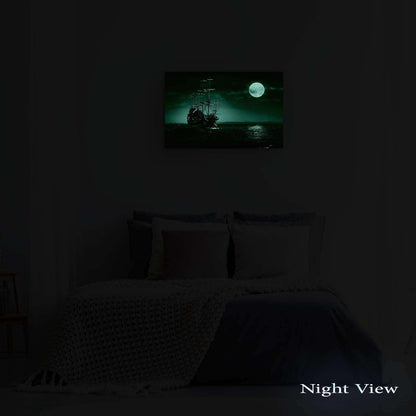 Ship & Moon Canvas Wall Art – 32x48in
