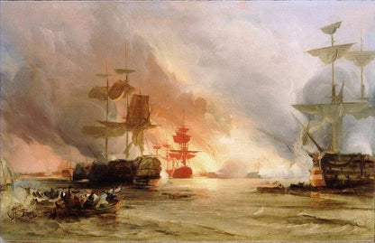Napoleonic Warship Battle Oil Painting