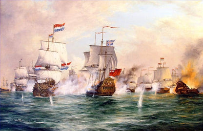 Napoleonic Warship Battle Oil Painting