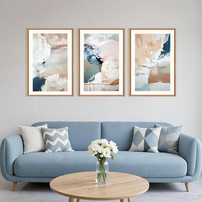 Navy Blue Abstract Wall Art 3PC 24x36in
