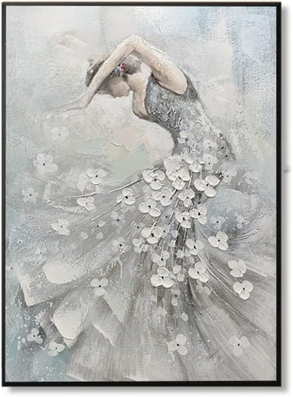 Hand-Painted Dancing Grey Oil Painting