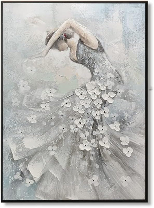 Hand-Painted Dancing Grey Oil Painting