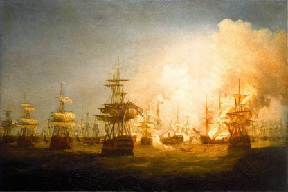 Napoleonic Warship Battle Oil Painting