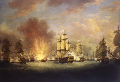 Napoleonic Warship Battle Oil Painting