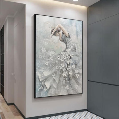 Hand-Painted Dancing Grey Oil Painting