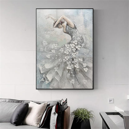 Hand-Painted Dancing Grey Oil Painting