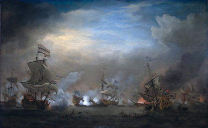Napoleonic Warship Battle Oil Painting