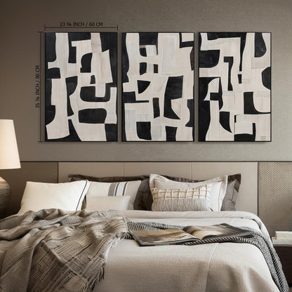 Boho Textured 3D Wall Art 3PC 24x36in