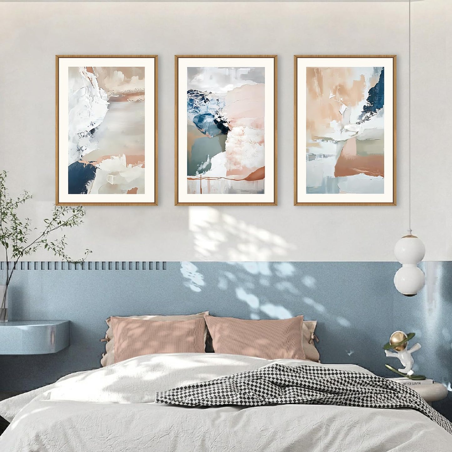Navy Blue Abstract Wall Art 3PC 24x36in
