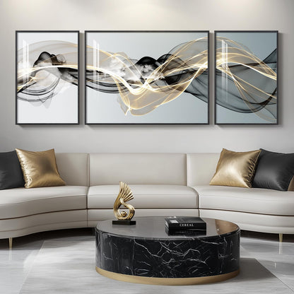 Black & Gold Abstract Art 3PC