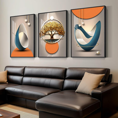 Black & Gold Abstract Art 3PC