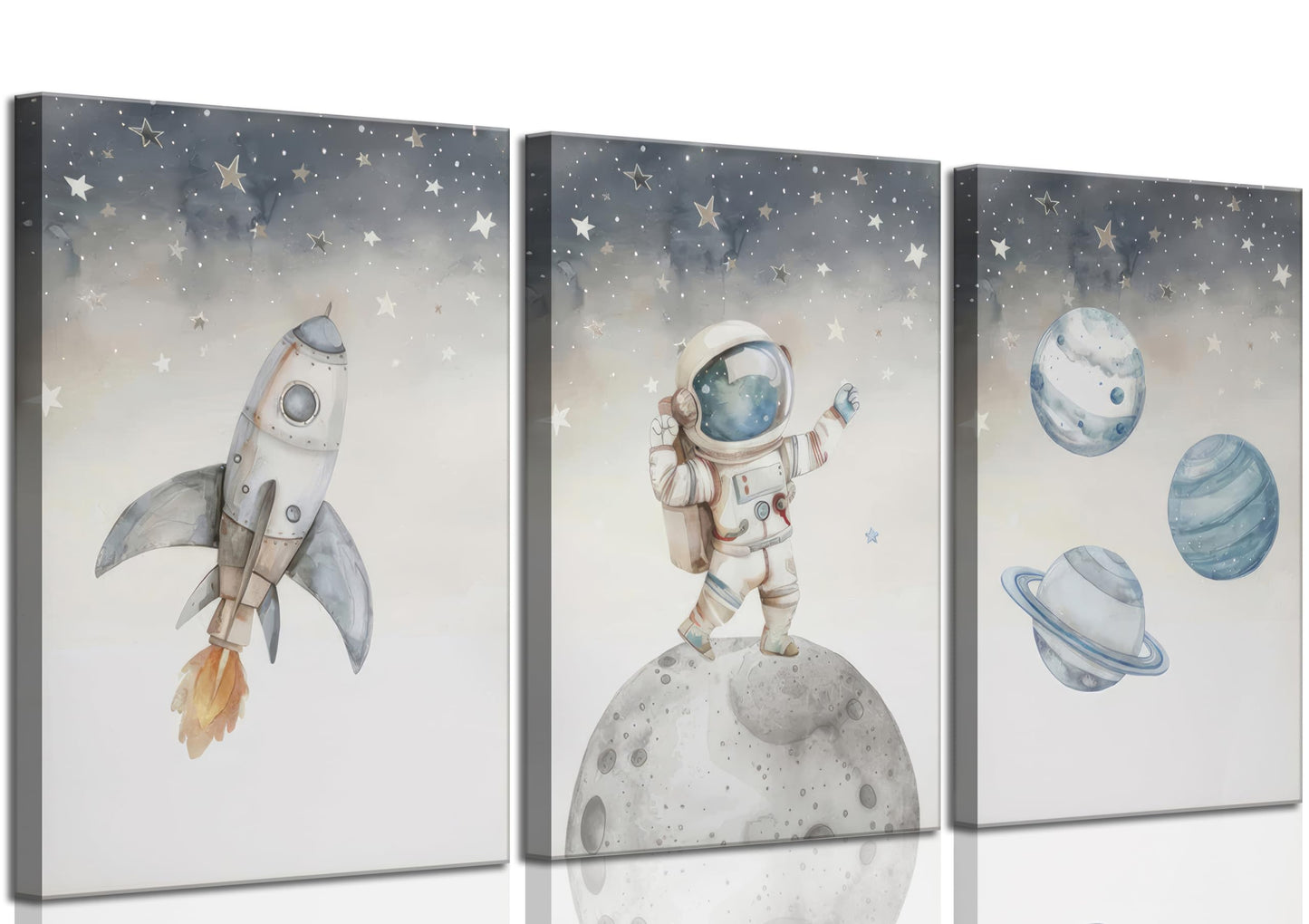 Space Nursery Wall Art – 3 Pcs